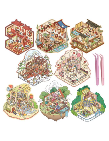 Set de Stickers 3D Casa Genérico - 8 Piezas Creativas