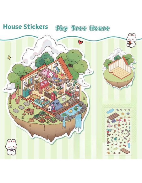 Set de Stickers 3D Casa Genérico - 8 Piezas Creativas Set de Stickers 3D Casa Genérico - 8 Piezas Creativas