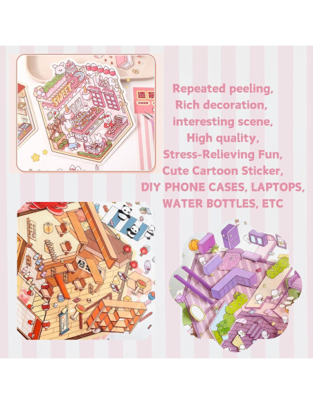 Set de Stickers 3D DIY Genérico - 8 Etiquetas de Escena Miniatura Set de Stickers 3D DIY Genérico - 8 Etiquetas de Escena Miniatura