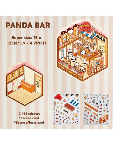 Set de Stickers 3D DIY Genérico - 8 Etiquetas de Escena Miniatura