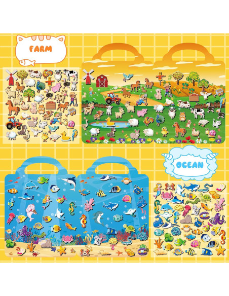 Set de 6 Libros de Stickers 3D Reutilizables Kalysky