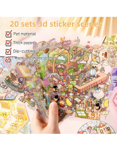 Set de Stickers 3D DIY Casa 20 Conjuntos Affoto