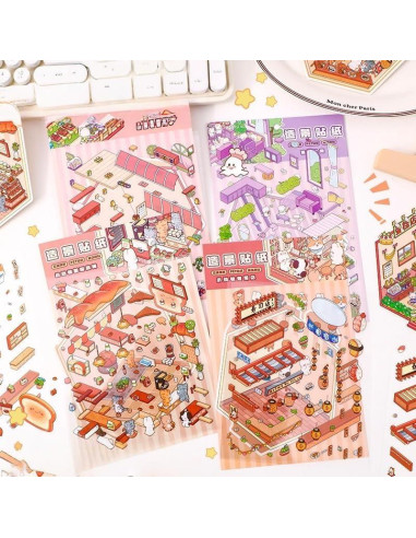 8 Juegos de Pegatinas 3D DIY Affoto para Manualidades