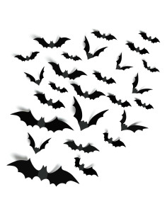 Decoraciones de Halloween 140PCS Murciélagos 3D PVC Reutilizables