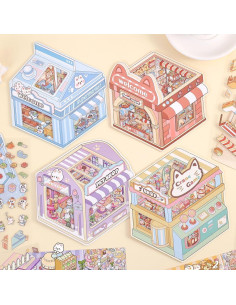 4 Sets Stickers 3D Miniatura Tienda de Mascotas icceemee 2