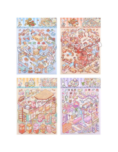 4 Sets Stickers 3D Miniatura Tienda de Mascotas icceemee