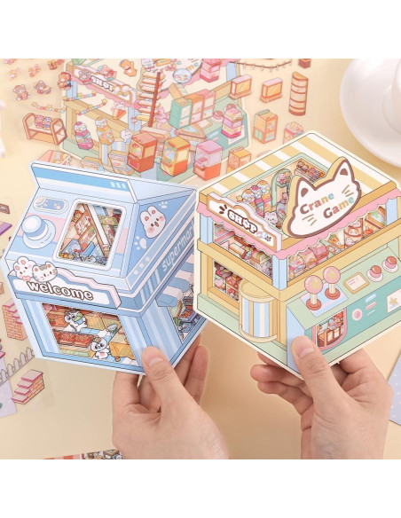 4 Sets Stickers 3D Miniatura Tienda de Mascotas icceemee