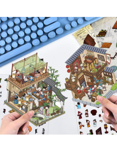 5 Juegos de Pegatinas 3D Vintage de Animales HOMICO - Mini Escenas 2