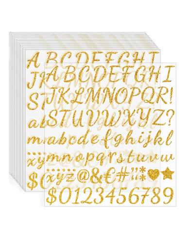 1245 Etiquetas de Letras Doradas Huimdery Autoadhesivas 1"