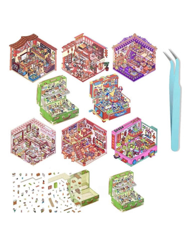 Stickers 3D DIY Maubbor - 8 Piezas Multicolor para Adultos