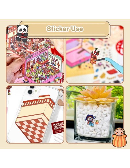 Stickers 3D DIY Maubbor - 8 Piezas Multicolor para Adultos