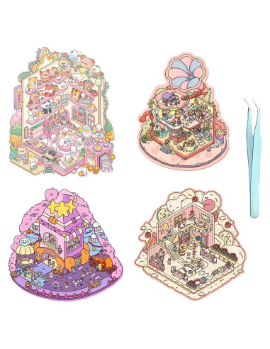 4 Juegos de Stickers 3D AUKIOOA para Niñas - DIY Creativo