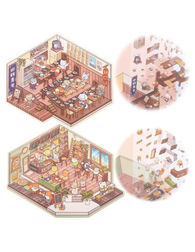 HINZIC 2 Juegos de Pegatinas 3D DIY Escenas de Animales