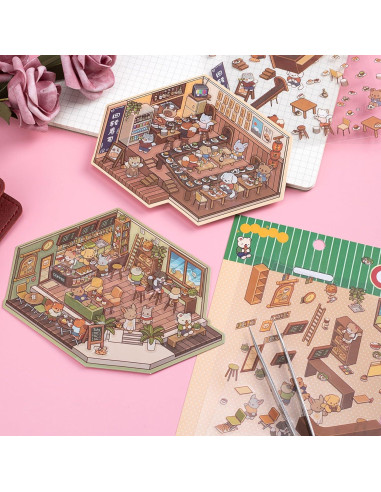 HINZIC 2 Juegos de Pegatinas 3D DIY Escenas de Animales