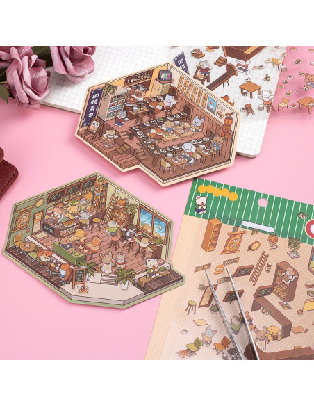 HINZIC 2 Juegos de Pegatinas 3D DIY Escenas de Animales