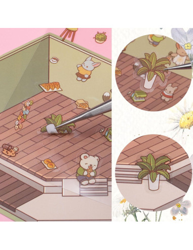 HINZIC 2 Juegos de Pegatinas 3D DIY Escenas de Animales