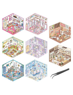 Set de 8 Stickers 3D Casa DIY ORNAROVI - Alivio Estrés