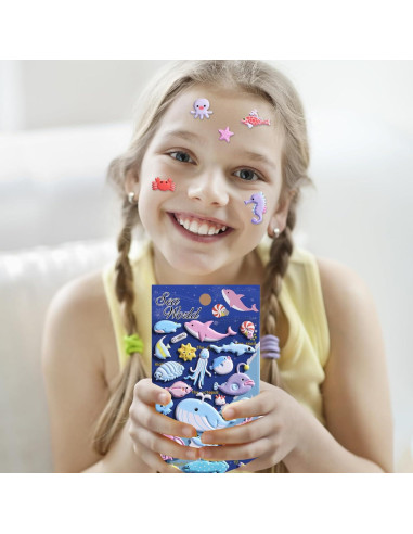 Stickers Espumosos de Vida Marina Sisiper - 140 Piezas Reutilizables