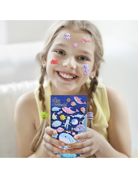 Stickers Espumosos de Vida Marina Sisiper - 140 Piezas Reutilizables