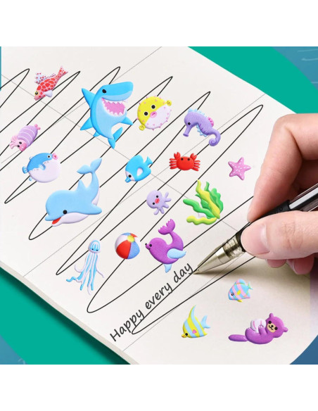 Stickers Espumosos de Vida Marina Sisiper - 140 Piezas Reutilizables