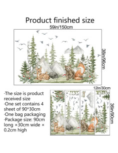 Vinilos de Pared Animales de Bosque AM AMAONM 4 Hojas 30x91 cm 2