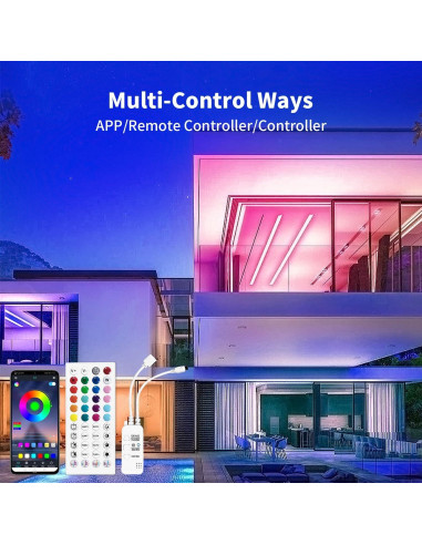 Tira de luces LED RGB iNextStation 5m con control APP y remoto