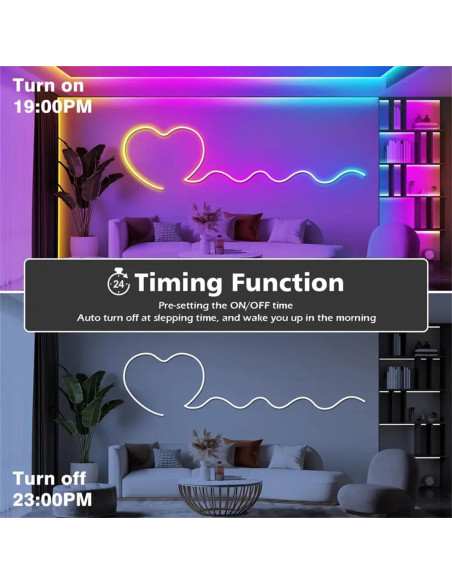 Luces de Neón LED 10M RGB IP67 con Control Remoto y App