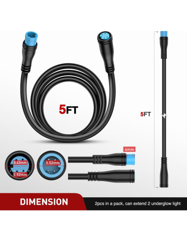 Cable de Extensión 4 Pin Nilight 5FT (1.52 m) para Luces RGB