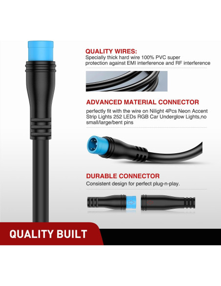 Cable de Extensión 4 Pin Nilight 5FT (1.52 m) para Luces RGB