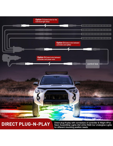 Cable de Extensión 4 Pin Nilight 5FT (1.52 m) para Luces RGB