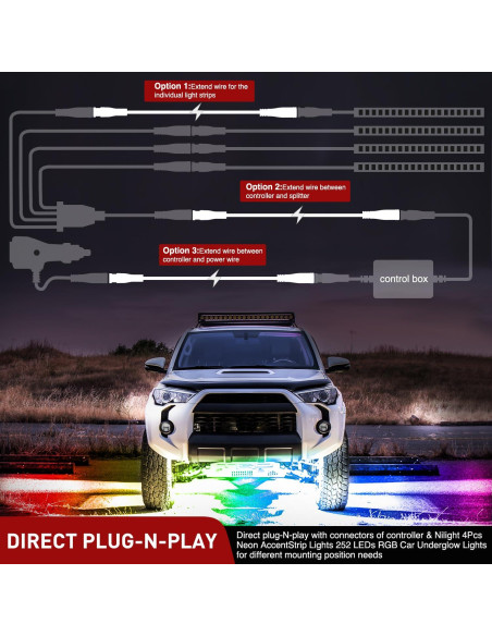 Cable de Extensión 4 Pin Nilight 5FT (1.52 m) para Luces RGB
