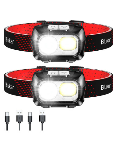 Linterna Frontal LED Blukar K9125 Recargable 2000L 2 Paquete