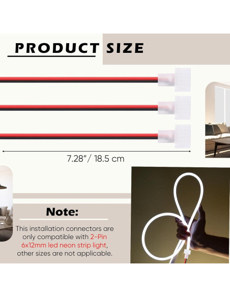 10 Conectores LED Neon 12V Sin Soldadura Relaxweex 6x12mm