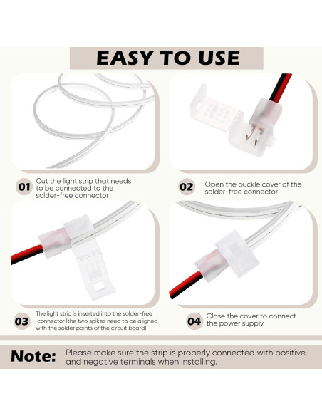 10 Conectores LED Neon 12V Sin Soldadura Relaxweex 6x12mm
