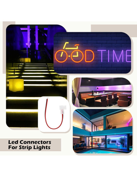 10 Conectores LED Neon 12V Sin Soldadura Relaxweex 6x12mm