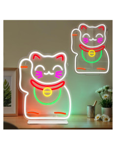 Cartel de Neón Gato de la Suerte LED 35x27.5 cm