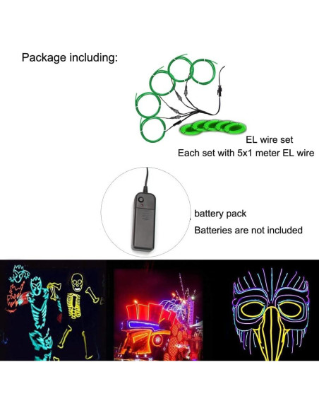 Cable de luz de neón 5m TiTiToo verde decorativo