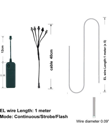 Cable de luz de neón 5m TiTiToo verde decorativo