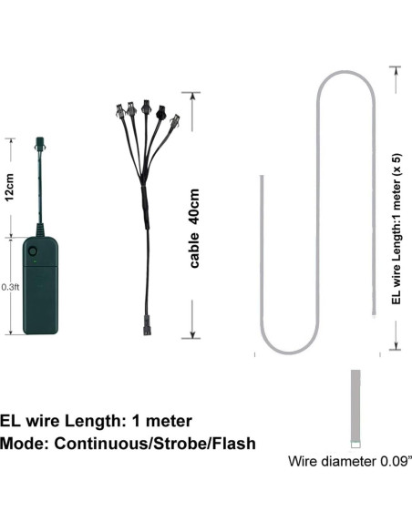 Cable de luz de neón 5m TiTiToo verde decorativo