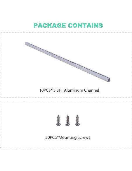 Canales de Aluminio GZBtech para Luz de Neón Única - 10 Piezas Canales de Aluminio GZBtech para Luz de Neón Única - 10 Piezas