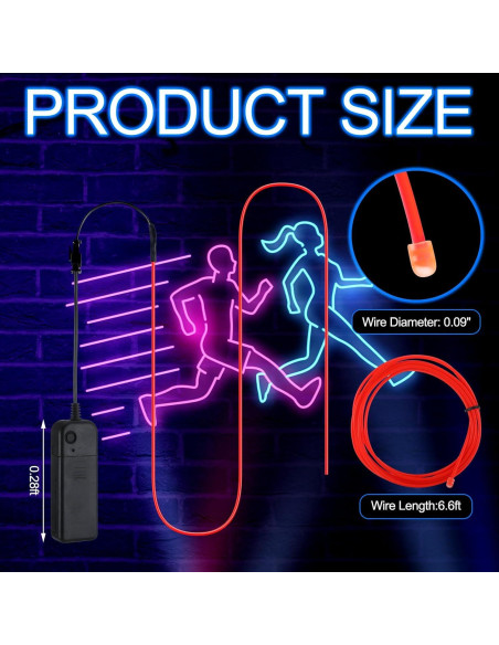 30 Luces Neón EL Wire Portátil Retisee 2m Cortables LED
