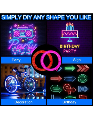 30 Luces Neón EL Wire Portátil Retisee 2m Cortables LED