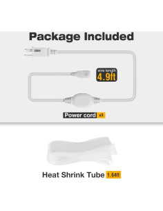 Paquete de 3 Cables de Alimentación HRG para Luz Neón COB 1.5m 2