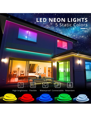 Tira de Luces LED Neón Amarillo 10.06m IP65 Enlazable