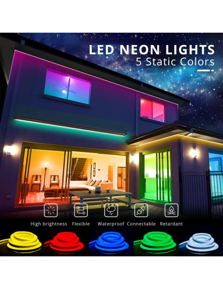 Tira de Luces LED Neón Amarillo 10.06m IP65 Enlazable