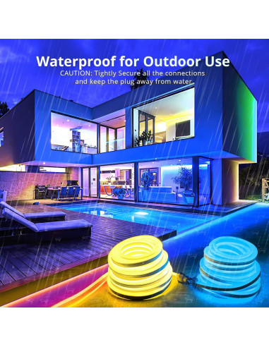 Tira de Luces LED Neón Amarillo 10.06m IP65 Enlazable