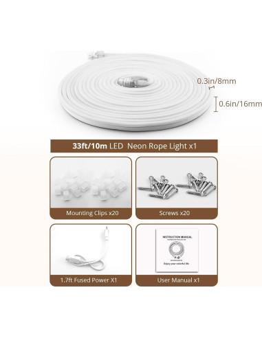 Tira de Luces LED Neón Amarillo 10.06m IP65 Enlazable