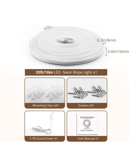 Tira de Luces LED Neón Amarillo 10.06m IP65 Enlazable