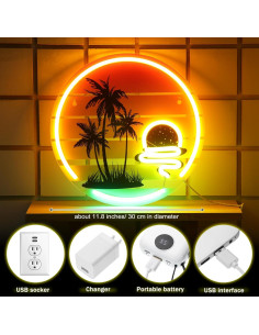 Letrero de Neón Tropical Glooglitter 30 cm LED Decoración 2