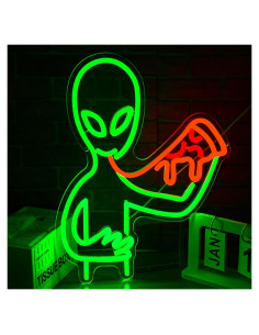 Cartel de Neón LED Pizza Alienígena Regulable 42x32 cm